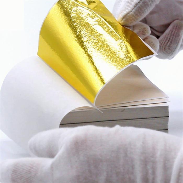 Kertas Foil Emas 100lembar Gold Foil Paper Emas Lembaran Emas Diy Gold Foil Leaf Kertas Foil Gold Un