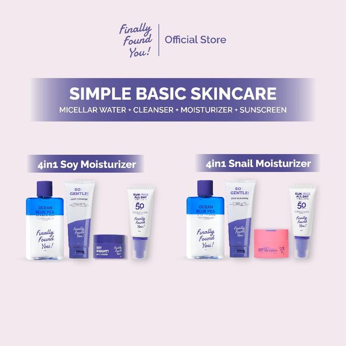 Finally Found You! Simple Basic Skincare Set 4In1: (Micellar Water 100Ml + Soy Cleanser 100Ml + Soy 