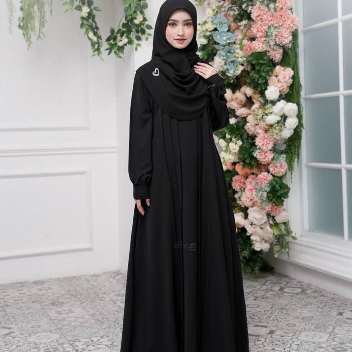 Ready Janeeta Abaya Ori Elha Indonesia Dress Muslim Gamis Wanita Syari Hitam