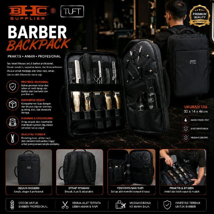TUFT Barber Backpack Tas Barber Profesional Tas Clipper Barber Bag Organizer Alat Barber Tas Stylist
