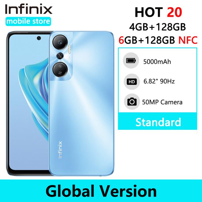 Infinix HOT 20 4GB 128GB Smartphone 4GB 64GB Helio G85 Mobile Phone