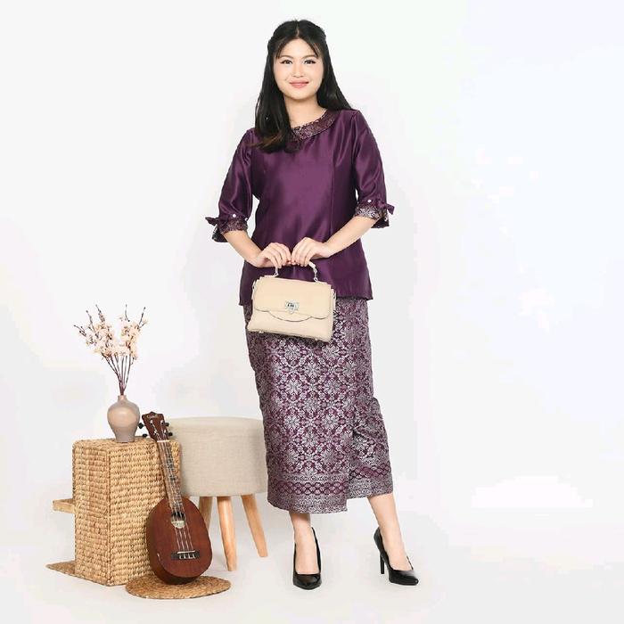 Set Songket Bangkok Wanita Cantik Pesta Kekinian dengan Blouse dan Rok Brokat Elegan