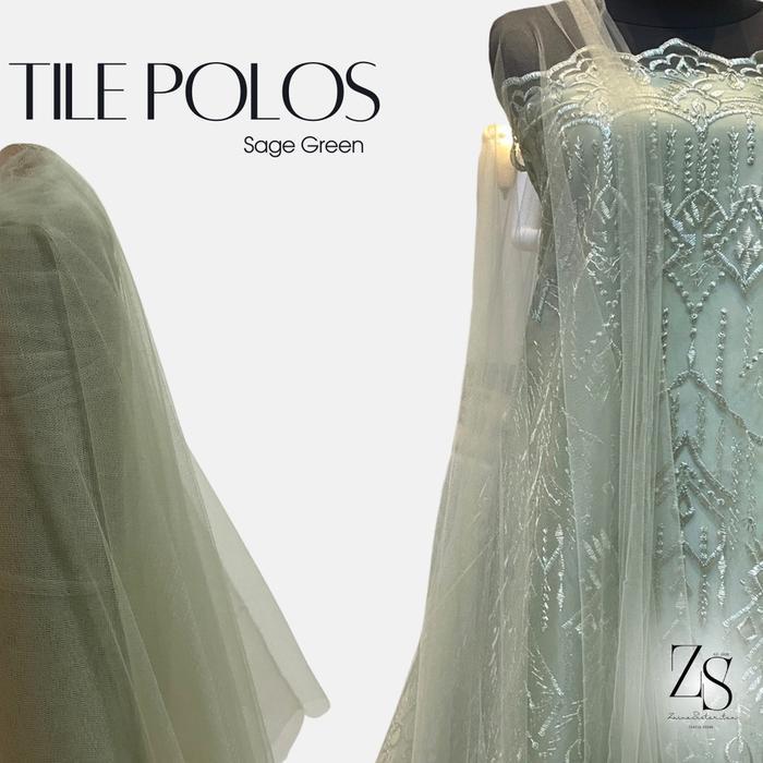 1/2 Meter Bahan Kain Soft Tile Tule Tulle Polos Lemas Warna Hijau Sage Green