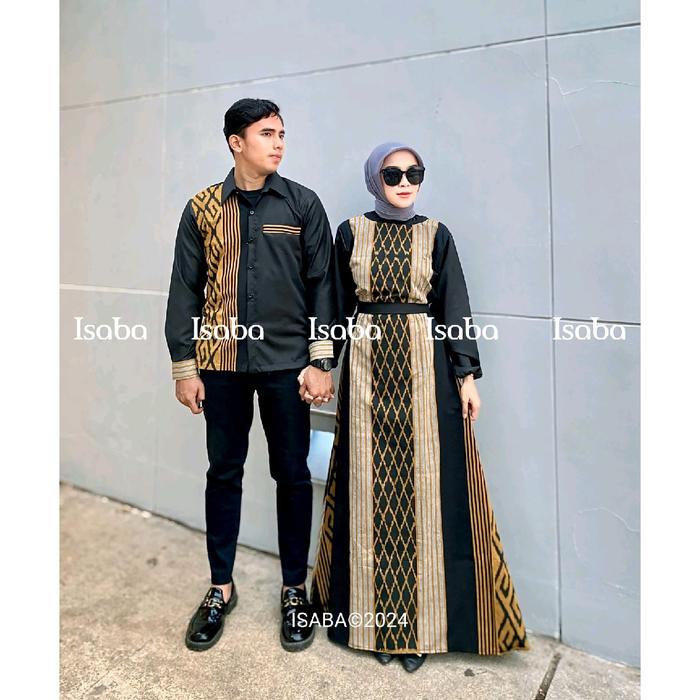 Isaba - Couple Dress Rania Batik Tenun Kondangan Pasangan Remaja Dewasa Wanita Baju Katun Sarimbit P