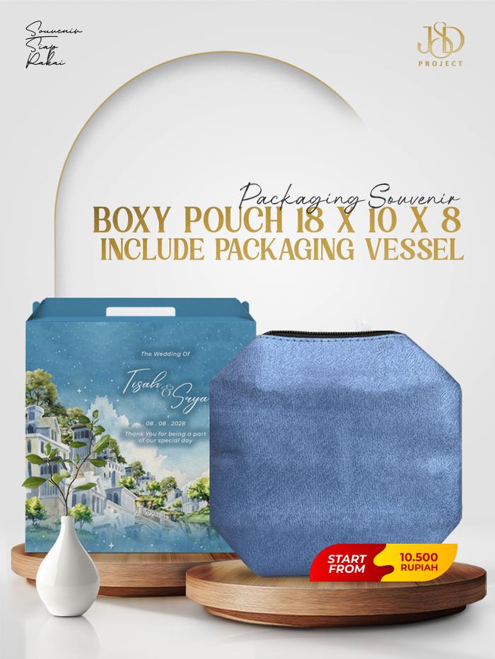 SOUVENIR PERNIKAHAN POUCH BOXY 18X10X8 CM INCLUDE PACKING SOFT BOX VESSEL POUCH 18X10X8 CM