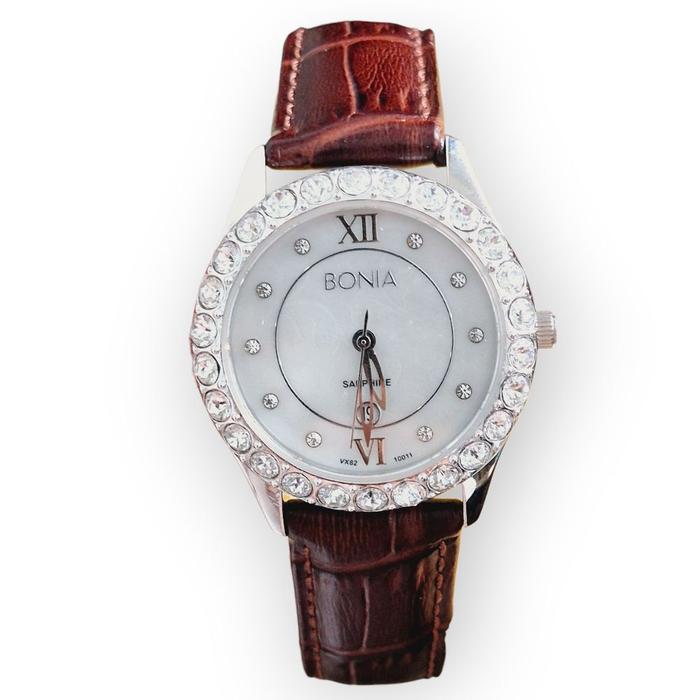 Bonia B10011-2359S Coklat Silver Jam Tangan Cewek Original