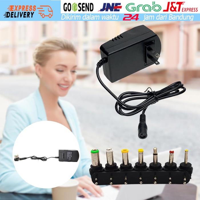 7 Plug Universal Power Adaptor Charger AC DC Universal untuk Laptop / PC / Notebook