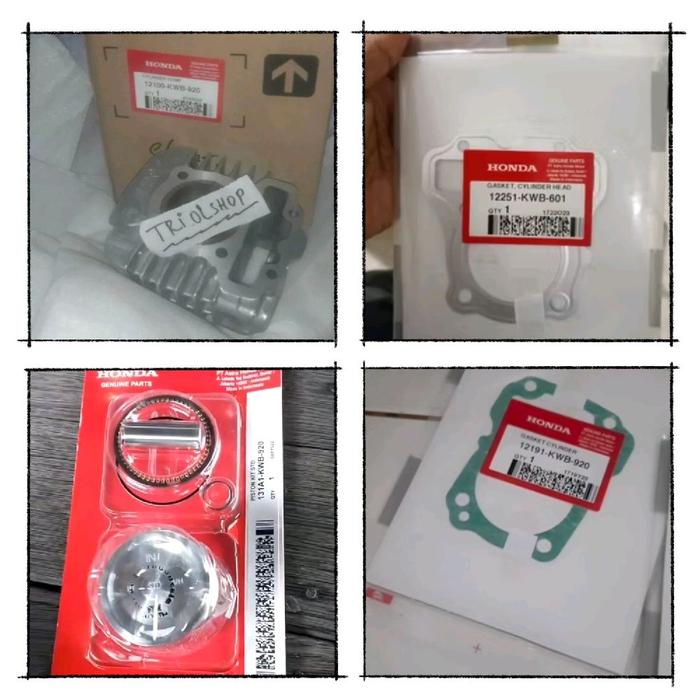 ori paket blok seher + piston kit + gasket head + paking block mesin bawah Revo absolute Blade 110 a