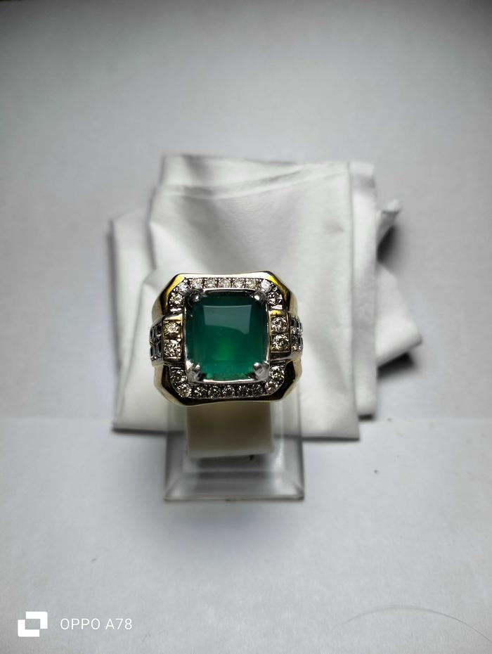 CINCIN BATU AKIK HIJAU GARUT DARSON KOTAK  ASLI NATURAL 100% - BGT001