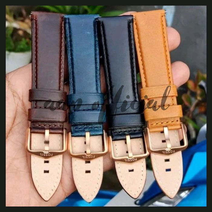 Tali Jam Tangan 22mm Strap Tali Jam Kulit (buckle gold)