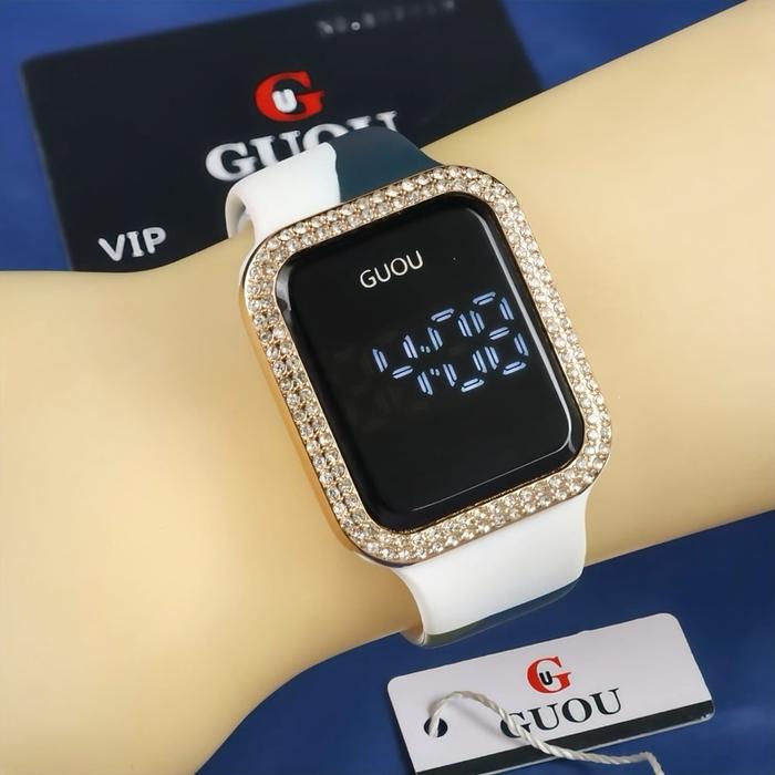 Jam Tangan Wanita Guou / Jam Tangan Wanita Ori Tahan Air Strap Rubber Free Box Dan Kartu Garansi COD