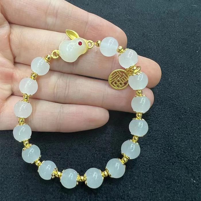 [Yybooklu]COD Red Beads gift Rabbit Bracelet Women's gift Fashion Valentine's Day Gift