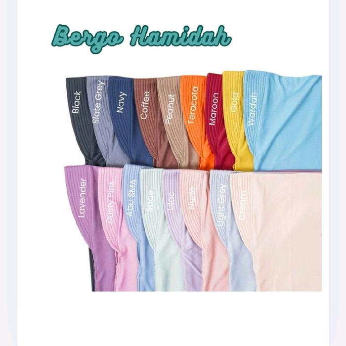 Bergo Hamidah - Pilihan Warna Menarik untuk Keseharian Anda dengan Berbagai Pilihan Warna seperti Bl
