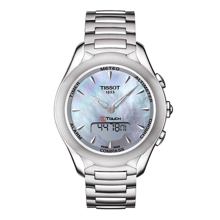 Jam Tangan Wanita Tissot T-Touch T075.220.11.101.00 Tough Solar MOP Digital Analog Dial Stainless St