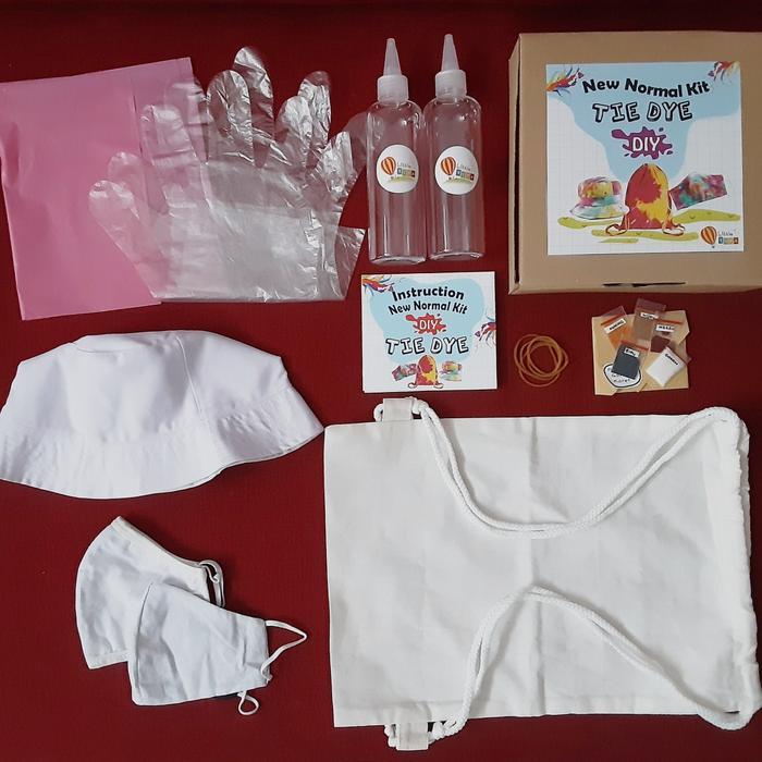 KIDS TIE DYE KIT / TIE DYE KIT ANAK MASKER, TOPI, TAS SERUT
