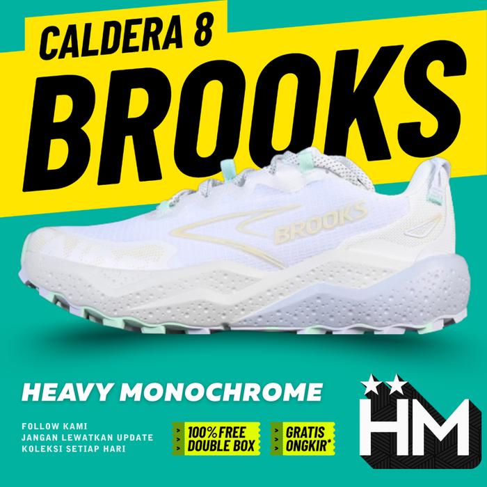 Brooks Caldera 8 Trail Running Shoes White Beige Mint Sneaker 1204291B166 (Size 36-46)
