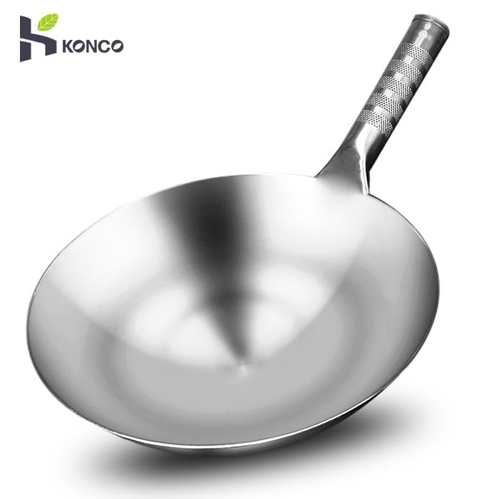 Konco High Quality Stir-Fry Pan Stainless Steel Saute Pan Gas Stoves