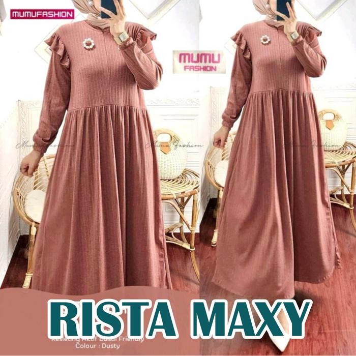 Baju Gamis Busui Kekinian Rista Maxy (Warna Mustard, Milo, Dusty, Army)