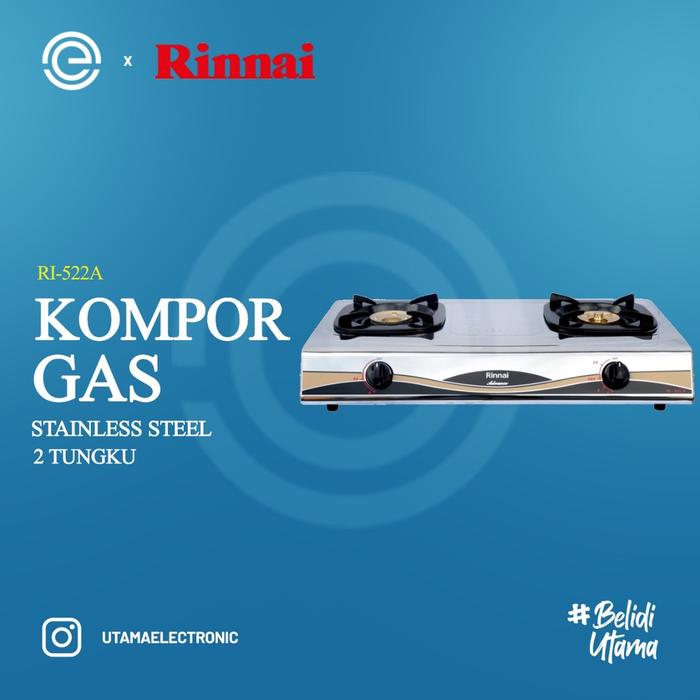 RINNAI Kompor Gas Stainless 2 Tungku RI-522A