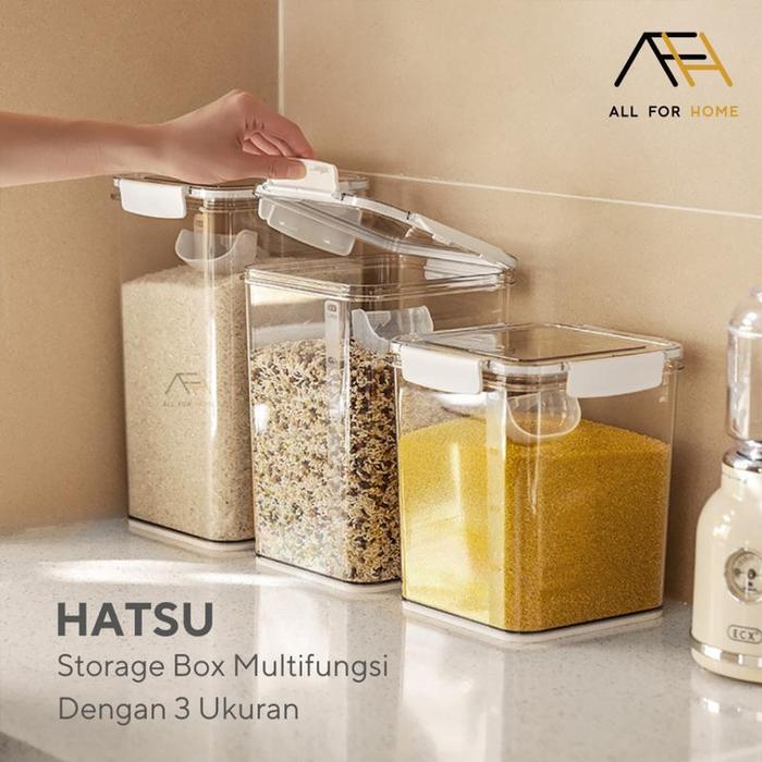 AFH HATSU - Kotak Toples Penyimpanan Makanan Kedap Udara Besar / Food Container Storage Box Transpar