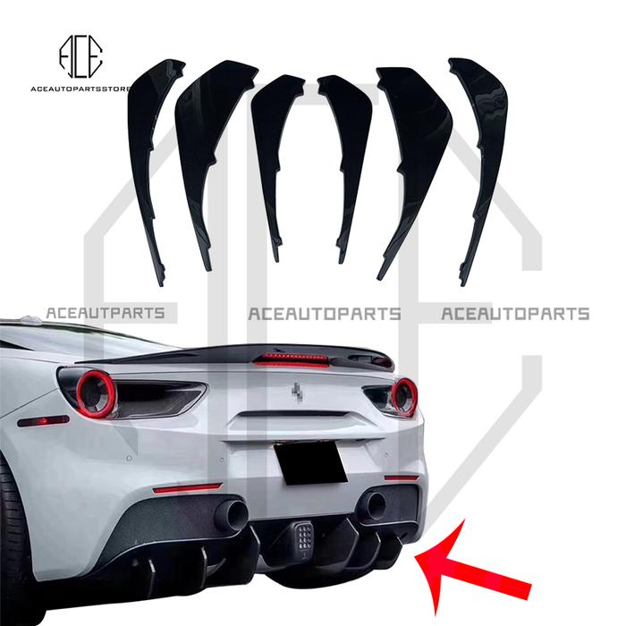 Diffuser Belakang Bibir Serat Karbon Kering untuk Ferrari 488 GTB V