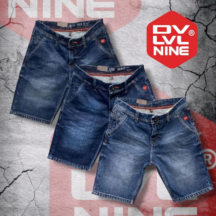 DV LVL NINE Celana Pendek Jeans Pria Original dengan Saku Miring Model DV LEVEL NINE