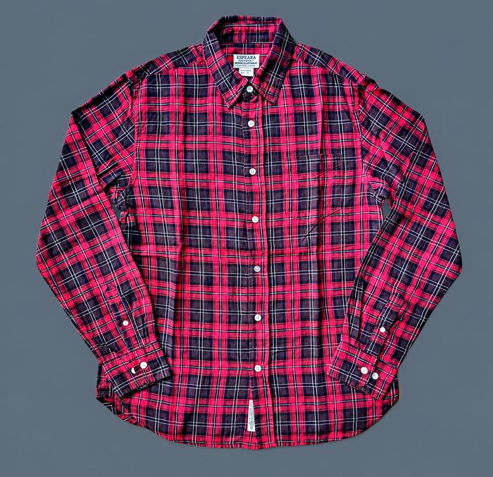 Vintage Espeara Union Made Lumberjack Red Plaid Flannel Sanforized Work Shirt