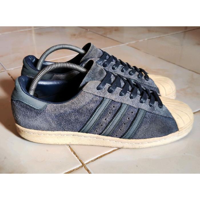 Sepatu Adidas Superstar 80s Navy Leather Kulit Suede not Vans Converse Timberland Caterpillar Ecco C