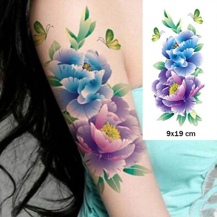 Sticker Tattoo Temporary - Tato Temporer - Tato Bunga Kupu 3D - Bunga-025