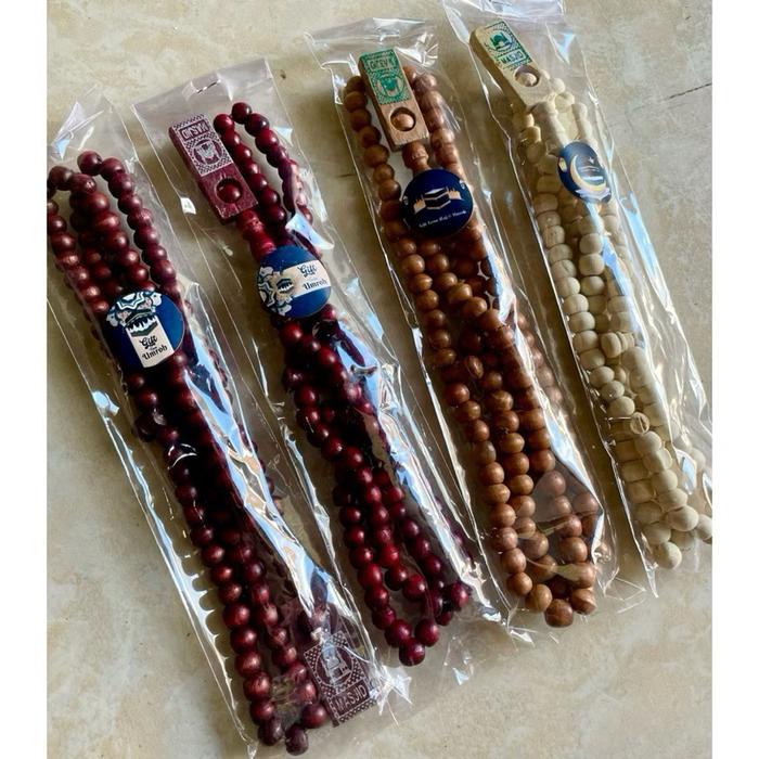 TASBIH KAYU 99 BUTIR + STIKER UMRAH | SOEVENIR TASBIH KAYU 99