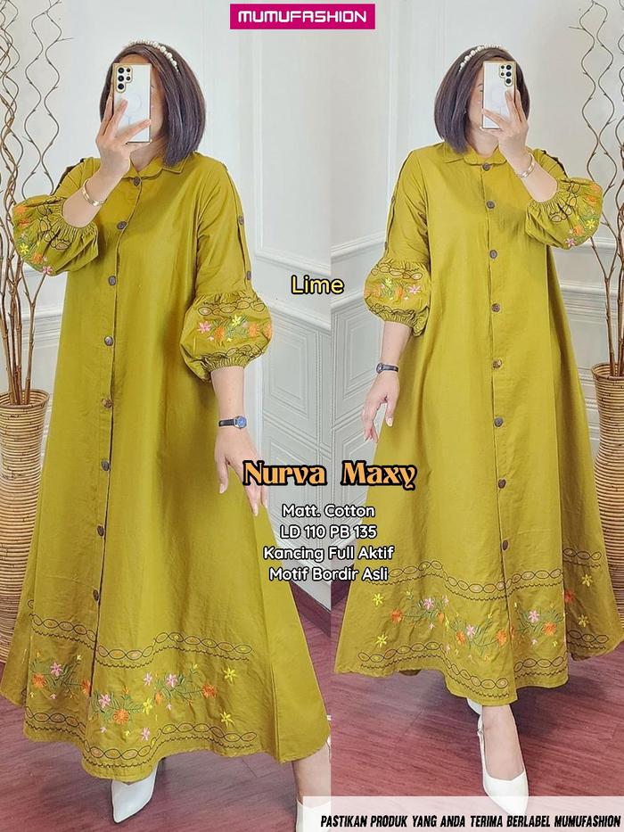 TKG - NURVA/EDLYN MAXY Gamis Katun Wanita Muslimah Kekinian by Fashion Muslim Solo