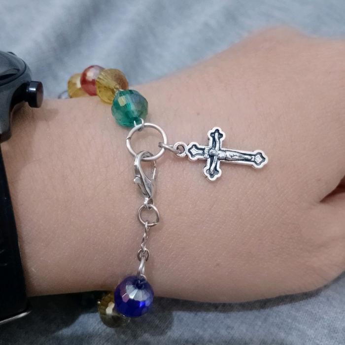 Gelang Salib Kristal Globe Khusus Cantik Indah Limited Edition Kado Gift Hadiah Katolik Kristen