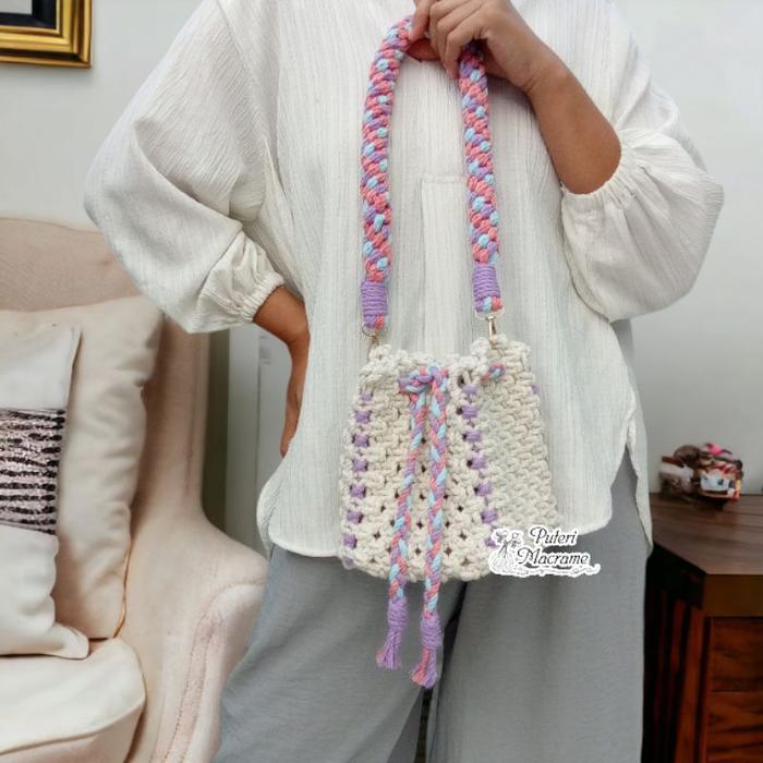 Terbaru Tas Macrame Bucket Bag, Bucket Bag Macrame