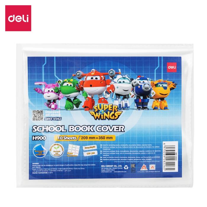 Deli Plastic Book Cover / Sampul Buku Plastik Isi 10 Pastik Tebal Gratis Sticker Nama CH900