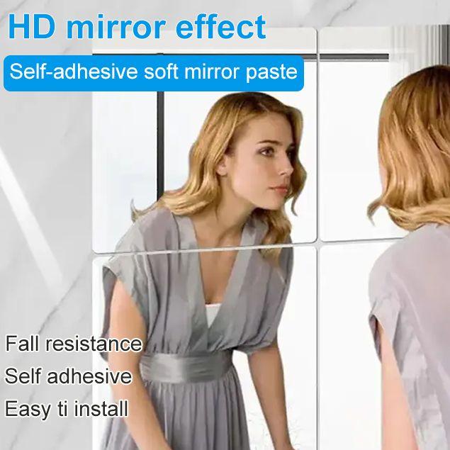 4PCS Self-Adhesive Soft Mirror Sticker Wall Decoration Mirror Wall