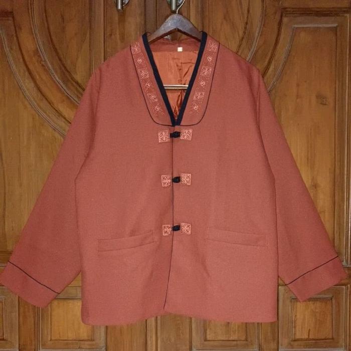 PRELOVED Blazer Cheongsam Pria Orange Terakota Bordir Bigsize LD 116