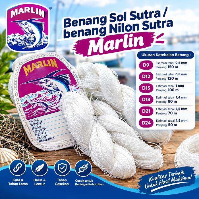 Benang Sol Sutra / benang Nilon Sutra Marlin D9 D12 D15 D18 D21 D24