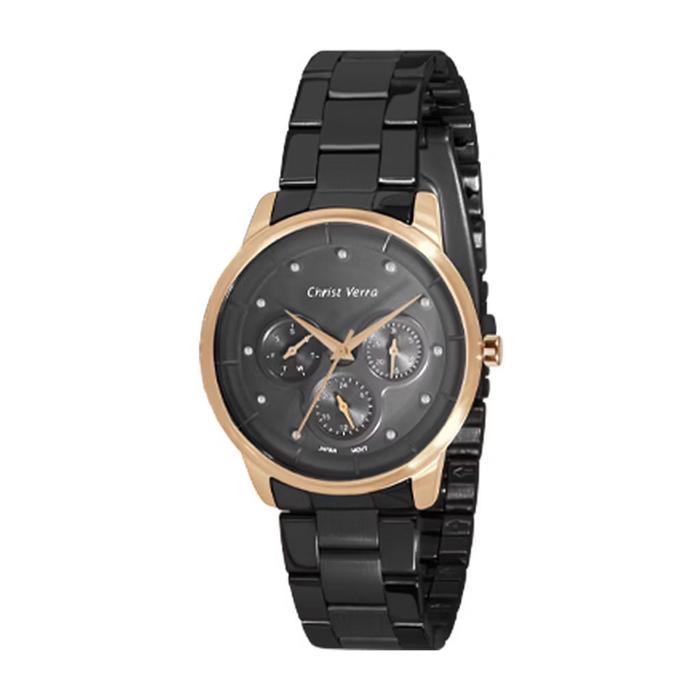 Jam Tangan Wanita Tali Rantai Christ Verra CV 21102L-18 GUN Original Garansi 2Tahun