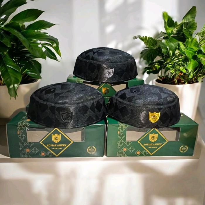 Peci Malaysia A-5 Original 100% Merk Al-Ameen Motif Zig-Zag Hitam | SANGAT TEBAL & JAHITAN RAPI KUAL
