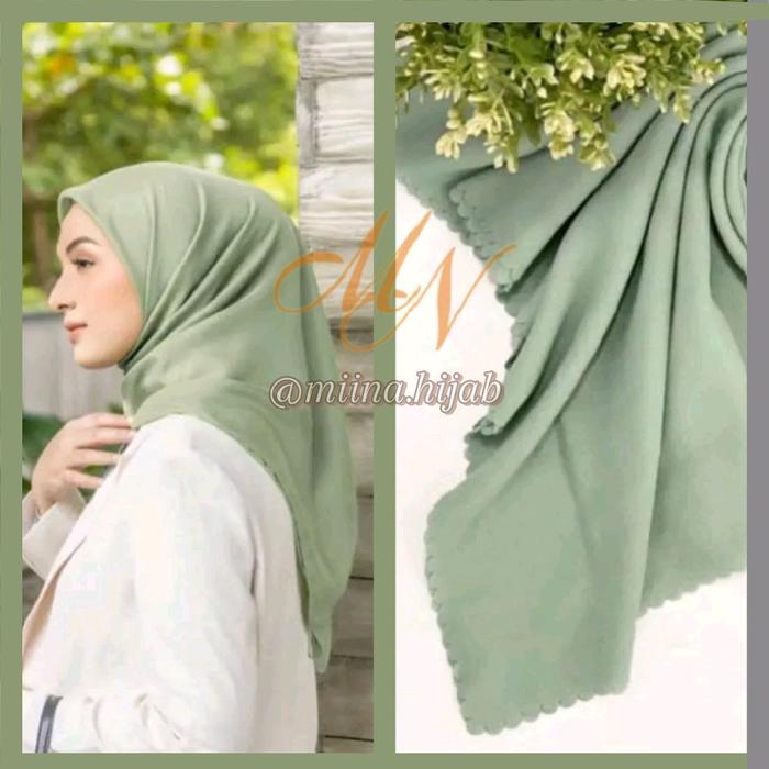 SAGE GREEN Hijab Voal Premium Hijab Lasercut ( Hijab Warna Sage Green )  Kerudung Segi Empat Muslim 