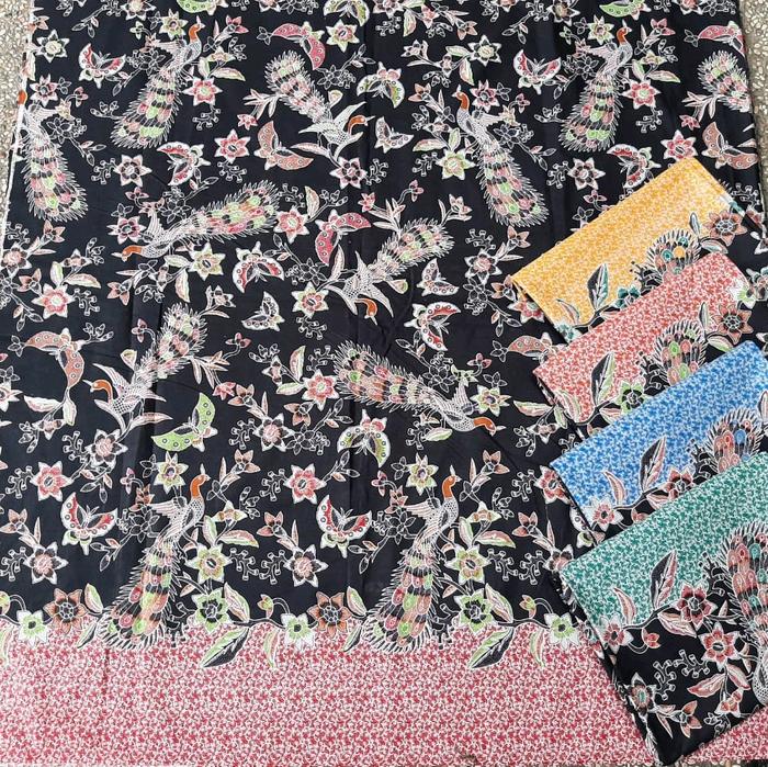 kain batik printing halus bahan katun motif kupu merak iteman