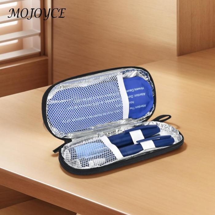Portable Insulin Cooling Bag with 2 Ice Pack Carry-on Protector PU Waterproof Diabetic Insulin Cooli