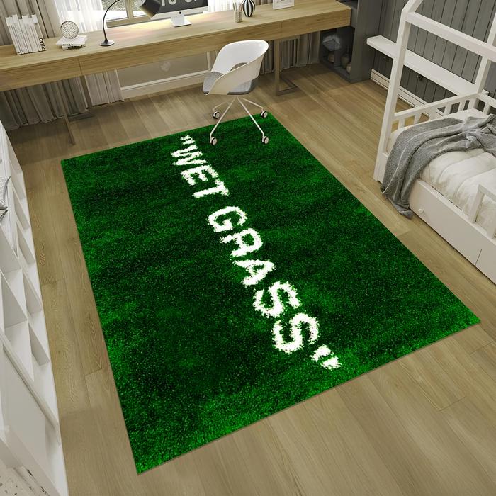 Wet Grass Rug Grass Rug Green Rug Custom Rug Area Rug Home Decor Rug Rugs for Living Room Wet Grass 