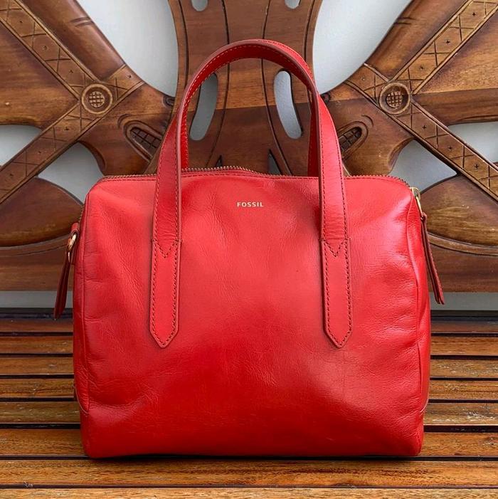 Tas Fssil Sydney Satchel Crimson Red
