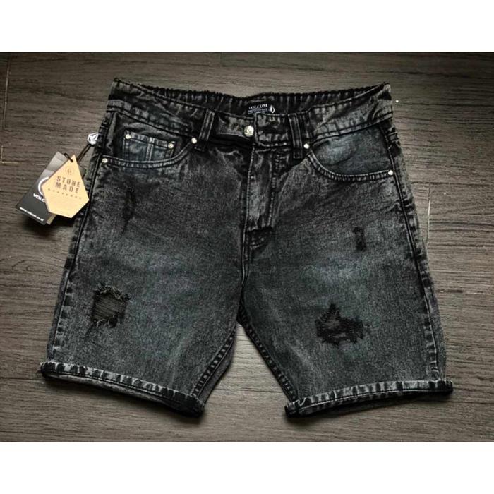 New Celana Pendek Sobek Sobek Pria Volcom Atas Dengkul / Celana Pendek Pria Distro Model Lusuh Terba