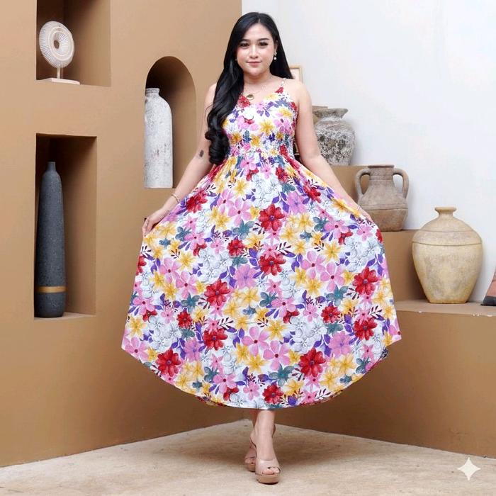 Daster Panjang Katun Batik Cantik Dress Yukensi Lobek Bali Kerah Kimono Busui Bumil Ld 100 Cm Karet 