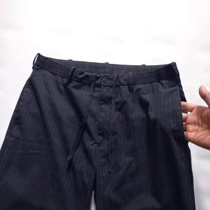 uniqlo ezy ankle striped pants navy