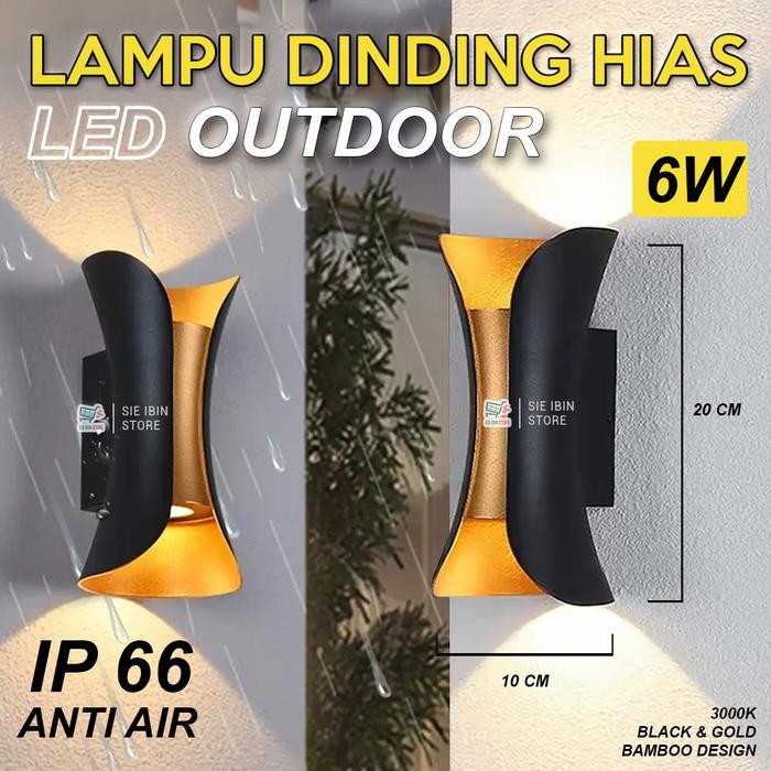 Lampu Dinding Bambu Hias Outdoor Indoor Taman Pilar Minimalis LED 6W Watt 2 Arah