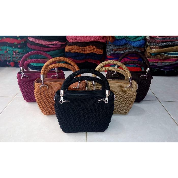 Tas Rajut Model Terbaru Motif Makaroni / Tas Wanita Rajut Makaroni / Tas Selempang Rajut Makaroni by