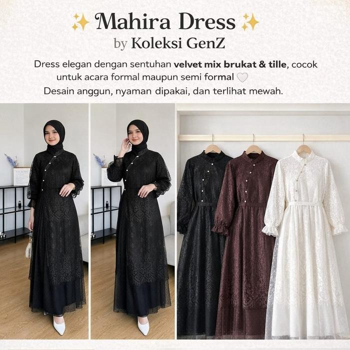 MAHIRA DRESS gamis abaya model terbaru abaya hitam turkey mix till/gaun muslim kekinian outer abaya 